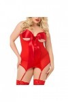 UIVHLW Body Perspective Plus Size Sleepwear Teddy Women Temptation Satin Costume Bandage Bowknot