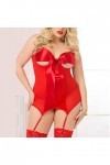 UIVHLW sous-Vêtements Évidés Plus Size Sleepwear Teddy Women Temptation Satin Costume Bandage Bowknot