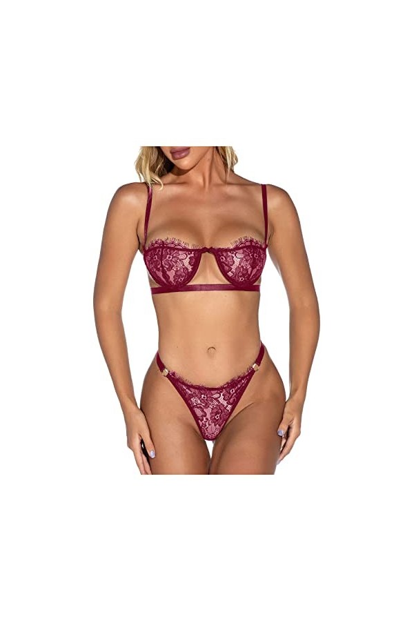 UIVHLW Lingerie Femme Corset pour Femmes Costumes Évidés Lingerie en Dentelle Transparente