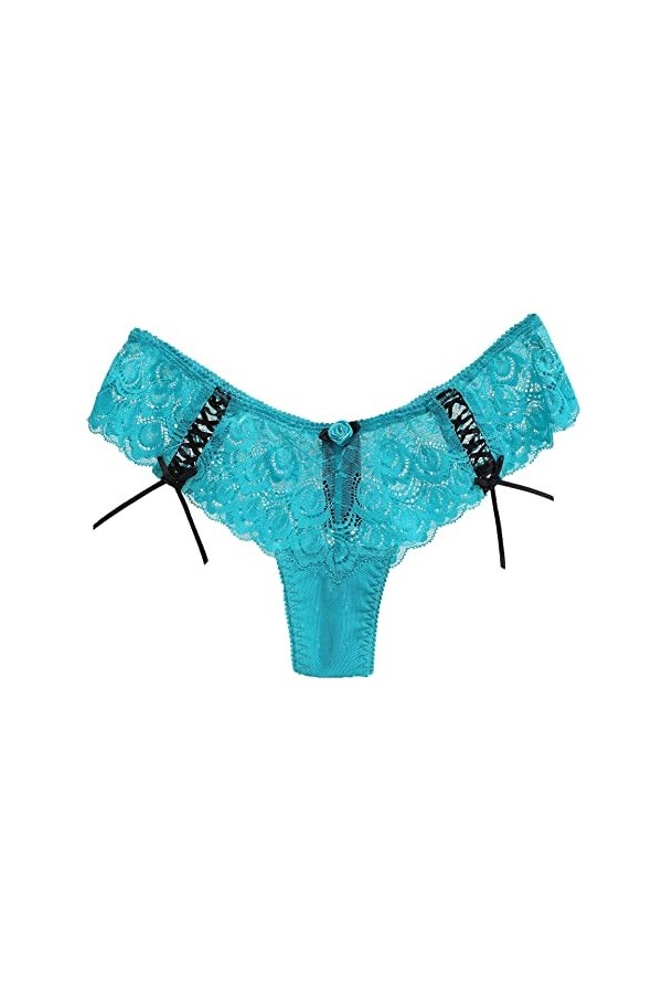 CITUYER Femmes String Sexy Dentelle Creux Culotte G-String avec Ruban Mignon - - Taille 3XL