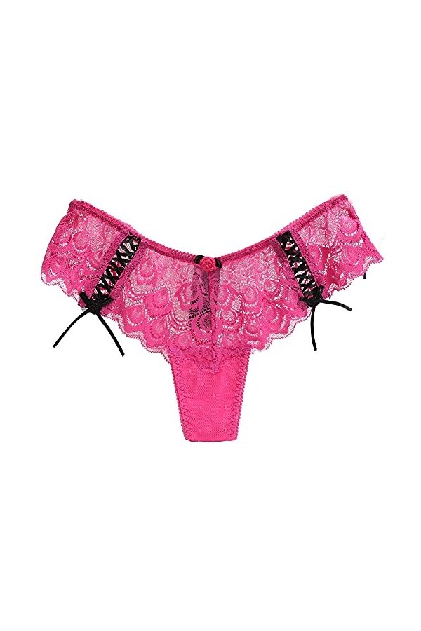 CITUYER Femmes String Sexy Dentelle Creux Culotte G-String avec Ruban Mignon - - Taille 3XL