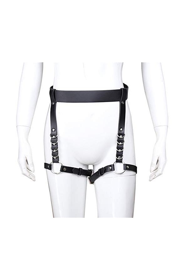 Gaine de Cuisses en Cuir Punk de Carnaval Noir, jarretières, chaînes de Corps pour Femmes et Filles, Noir