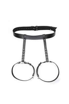 Gaine de Cuisses en Cuir Punk de Carnaval Noir, jarretières, chaînes de Corps pour Femmes et Filles, Noir