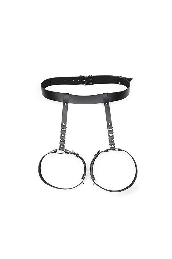 Gaine de Cuisses en Cuir Punk de Carnaval Noir, jarretières, chaînes de Corps pour Femmes et Filles, Noir