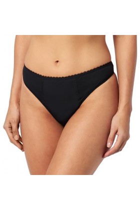 HAUTE PRESSION Lavande Culotte String uni Noir avec Dentelle élastique à la Taille, Fuite Urinaire T38 sous-vêtement, 34 Femm