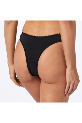 HAUTE PRESSION Lavande Culotte String uni Noir avec Dentelle élastique à la Taille, Fuite Urinaire T38 sous-vêtement, 34 Femm