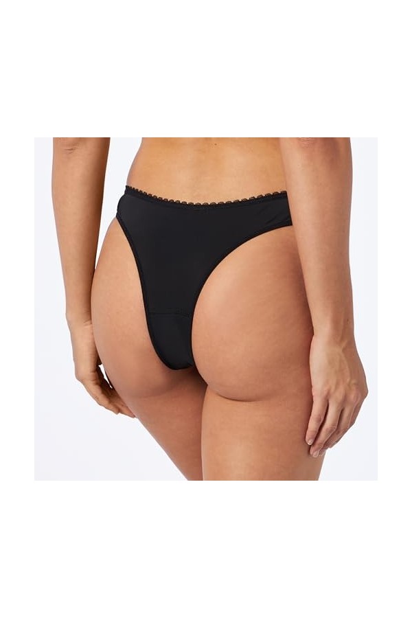 HAUTE PRESSION Lavande Culotte String uni Noir avec Dentelle élastique à la Taille, Fuite Urinaire T38 sous-vêtement, 34 Femm
