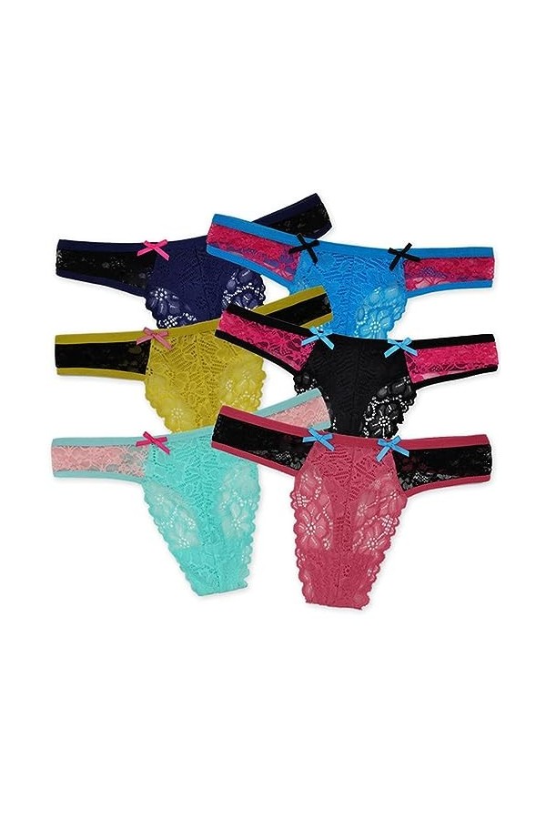 NOGRAX Culotte Femme 5 Pcs/Ensemble en Dentelle Femme Femme Basse Taille sous-Vêtements pour Dames Lingerie Panty Underware W