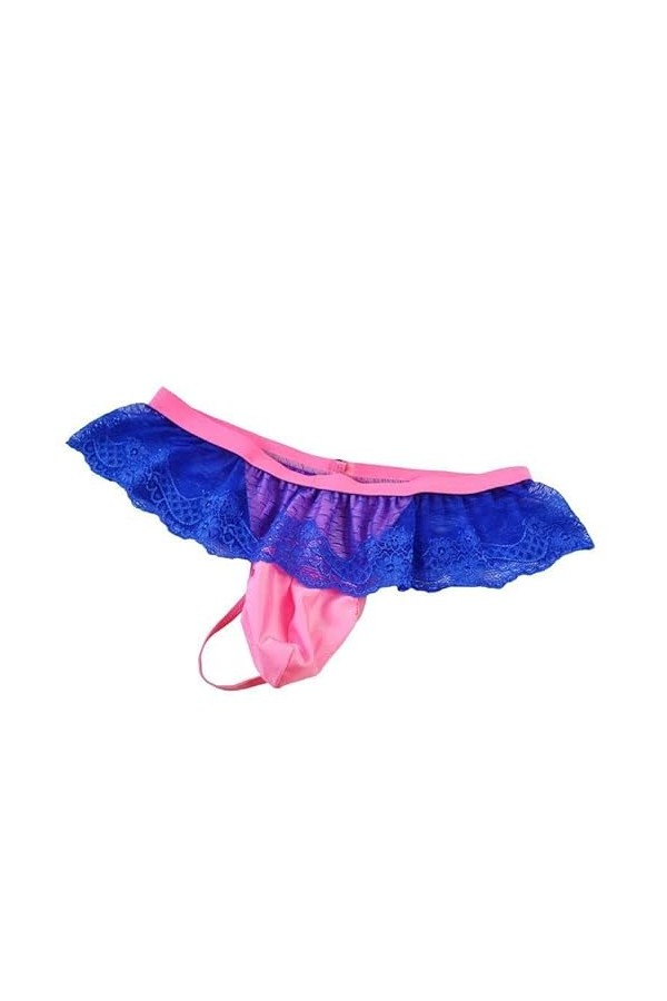 SNOMYRS String en dentelle à volants Sissy pour homme avec dos en T, Rouge, taille unique