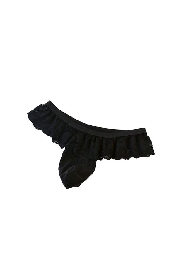 SNOMYRS String en dentelle à volants Sissy pour homme avec dos en T, Rouge, taille unique