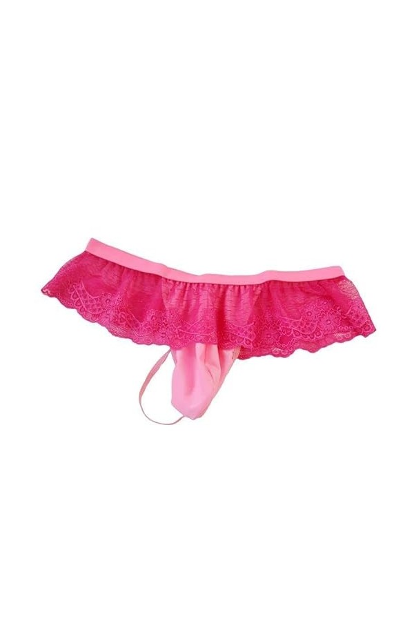 SNOMYRS String en dentelle à volants Sissy pour homme avec dos en T, Rouge, taille unique