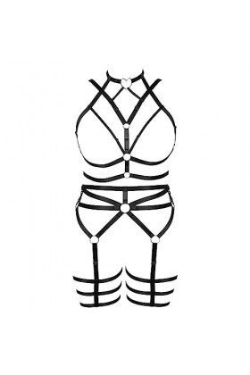 JMMHSS Femmes Fashion bretelles soutien - gorge plus taille cage bas garter set punk orgie gothique dancing suit Bleu ciel 