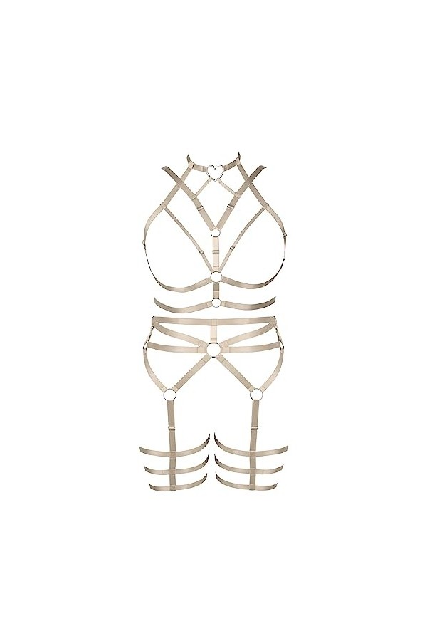 JMMHSS Femmes Fashion bretelles soutien - gorge plus taille cage bas garter set punk orgie gothique dancing suit Bleu ciel 