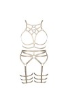 JMMHSS Plus Size Body harnais femmes full creux cage soutien - gorge jambes lacets set Goth Wind vêtements Blanc 