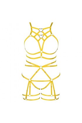 JMMHSS Femmes plus size Body pantalons garter ceinture ensemble élastique évidement soutien - gorge gothique festive rave cos