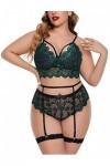 ZTIANEF MiniEnsemble Dentelle de Soutien-Gorge Lingerie Sexy Femme, Vert foncé, XL
