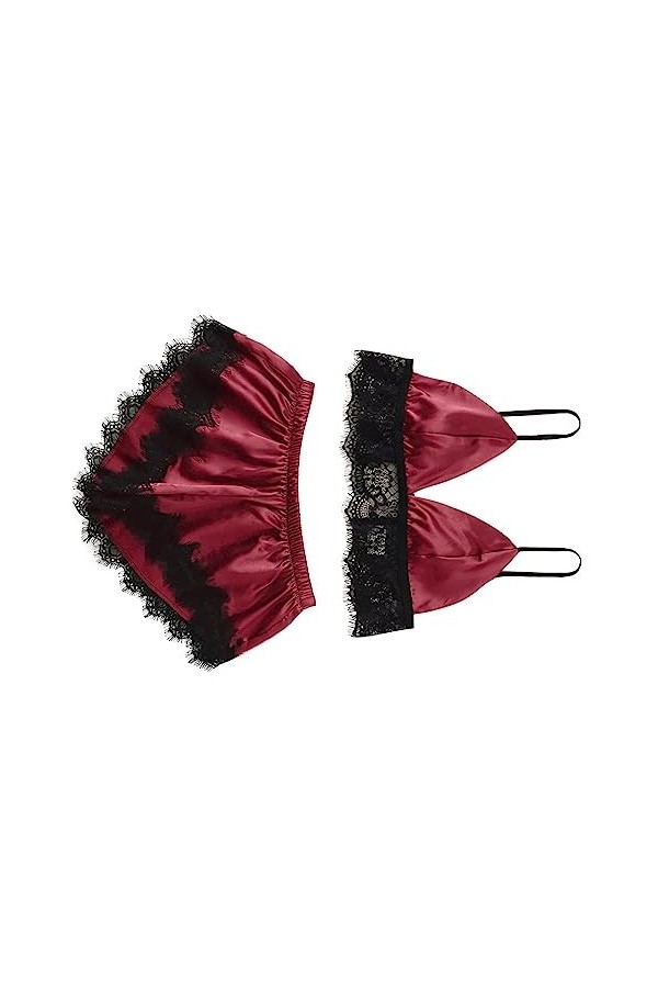 ZTIANEF Tissu en mailleLady Sexy Lingerie Pyjamas Bretelles en Dentelle, Rouge, L