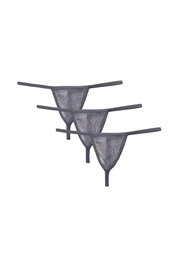 AIEOE Strings Homme 3 Pièces Sexy G-String Ensemble Légèrement Transparent sous-Vêtements Culottes en Gaze Blanc XL