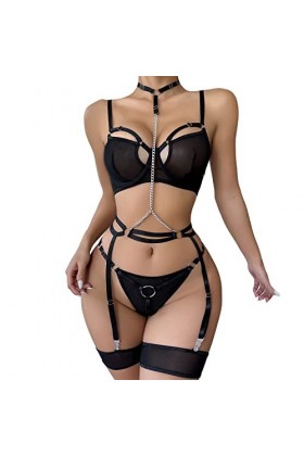 LDZYXY Femmes sexy cosplay costume mignon sexy lingerie ensemble dentelle bretelles camouflage et culotte poupée pyjama linge