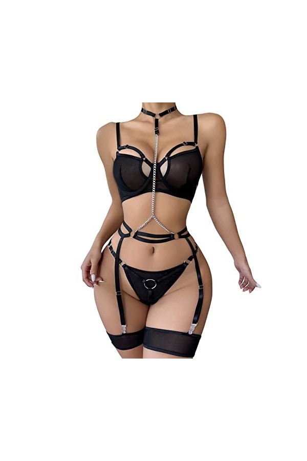 LDZYXY Femmes sexy cosplay costume mignon sexy lingerie ensemble dentelle bretelles camouflage et culotte poupée pyjama linge