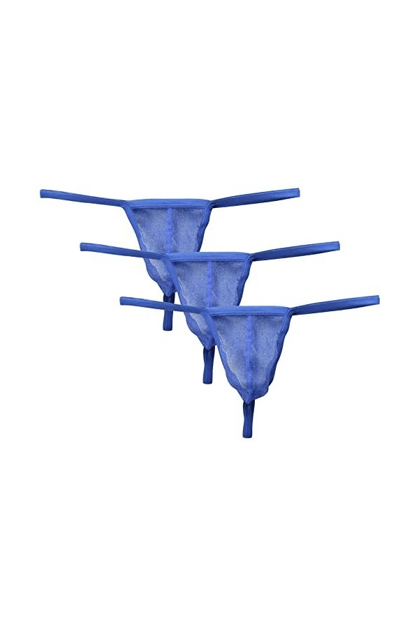 AIEOE Strings Homme 3 Pièces Sexy G-String Ensemble Légèrement Transparent sous-Vêtements Culottes en Gaze Blanc XL