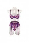 Bodys Femme Lingerie Sexy en Dentelle Amovible avec Chaîne en Métal pour Femme,Violet 5,L