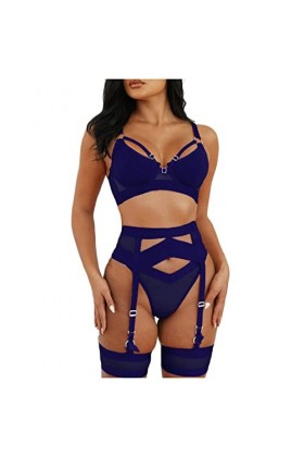 Lingerie sexy en dentelle pour femme - 4 pièces - Lingerie sexy avec armatures - Ensemble de lingerie sexy pour jeu de rôle, 