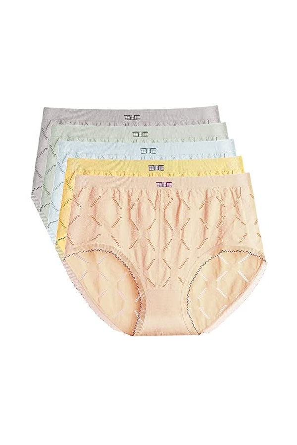 Necalisi Culottes Coton pour Femme Lot de 5 Vert Culotte en Coton à Jambe échancrée Grandes Tailles Disponibles Femme Plus-