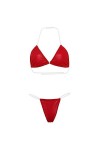 CorsetSexy Lingerie Maillot de Bain Trois Points Ensemble Bikini érotique, Rouge, S