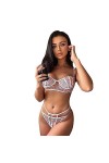 ZTIANEF LatexEnsemble de Broderie de Dentelle de Lingerie érotique d’été, Blanc, M