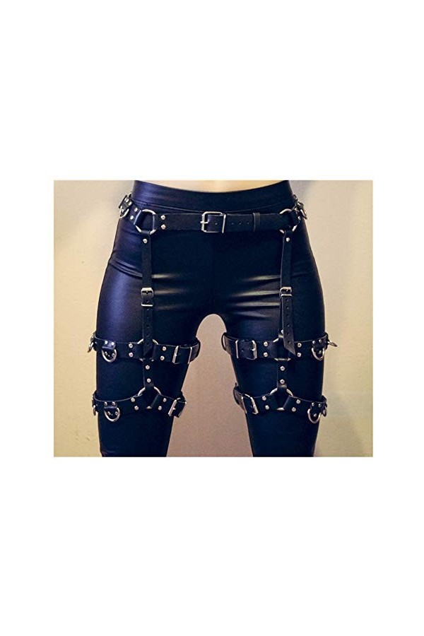 FLEAGE Jinyulong Harnais de Jambe En Cuir Réglable Porte-Jarretelles Gothique Cuisse À Lanières Pour Cosplay Lingerie Street 