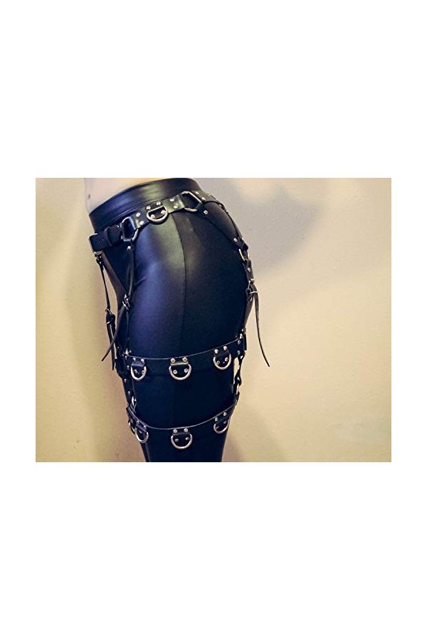 FLEAGE Jinyulong Harnais de Jambe En Cuir Réglable Porte-Jarretelles Gothique Cuisse À Lanières Pour Cosplay Lingerie Street 