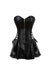 Grande Taille S-6XL Femmes Sexy Corset Robe PU Faux Cuir surbuste Corset Hauts Jupe Courte Costume Sexy Bar discothèque vêtem