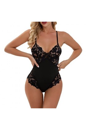UIVHLW Lingerie Boudoir Bretelles À Col en V Vêtements De Nuit Vêtements pour Femmes&nbsp;&nbsp;&nbsp;Costumes en Maille De Dentelle Transpa