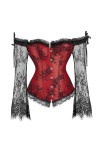 Niiyyjj Corset sexy à lacets pour femme - Épaules dénudées - Style vintage gothique - Corset bustier, Rouge, Medium