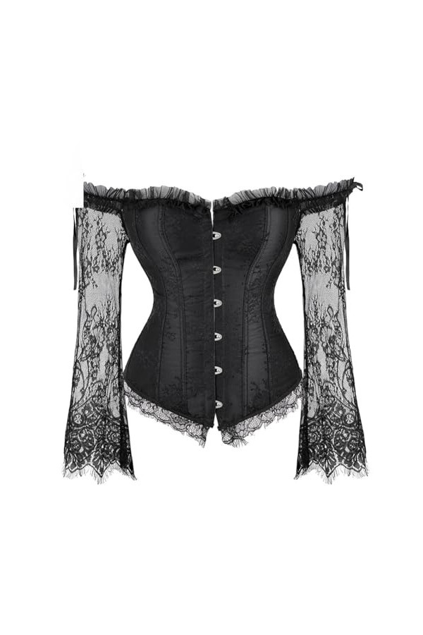 Niiyyjj Corset sexy à lacets pour femme - Épaules dénudées - Style vintage gothique - Corset bustier, Rouge, Medium