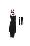 VIRACIN Womens Sexy Gothique Cosplay Bunny Girl Backless Cordon Ajustement Robe Fente Haute Miccostumes Hommes Dabi Méchant C