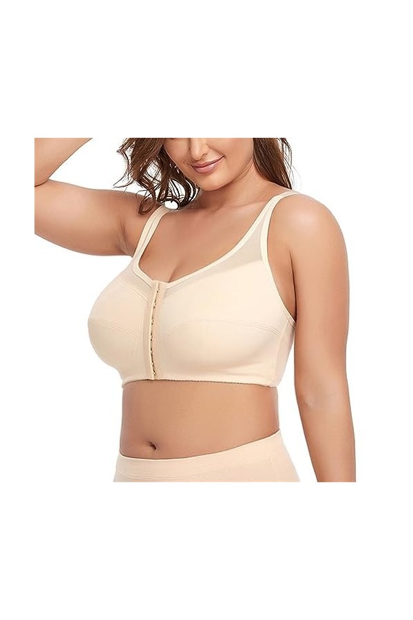 Soutien-Gorge Fermé Boutonné Devant Grande Taille Femme sous-vêtement Push-up sans Fil Ultra-Fin Sexy Bralette De Maintien De
