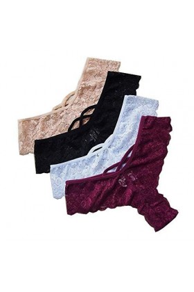 Lot de 4&nbsp;strings en dentelle pour femme - - Large