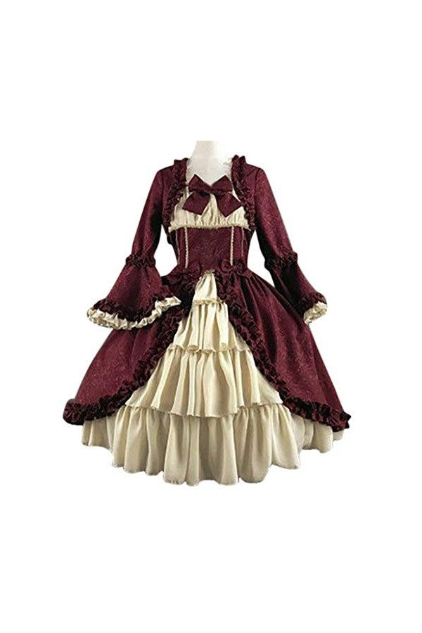 Robe de couleur contrastée pour femme - Manches courtes - Couleur unie - Laçage sexy - Robe vintage - Uchiha - Itachi - Costu