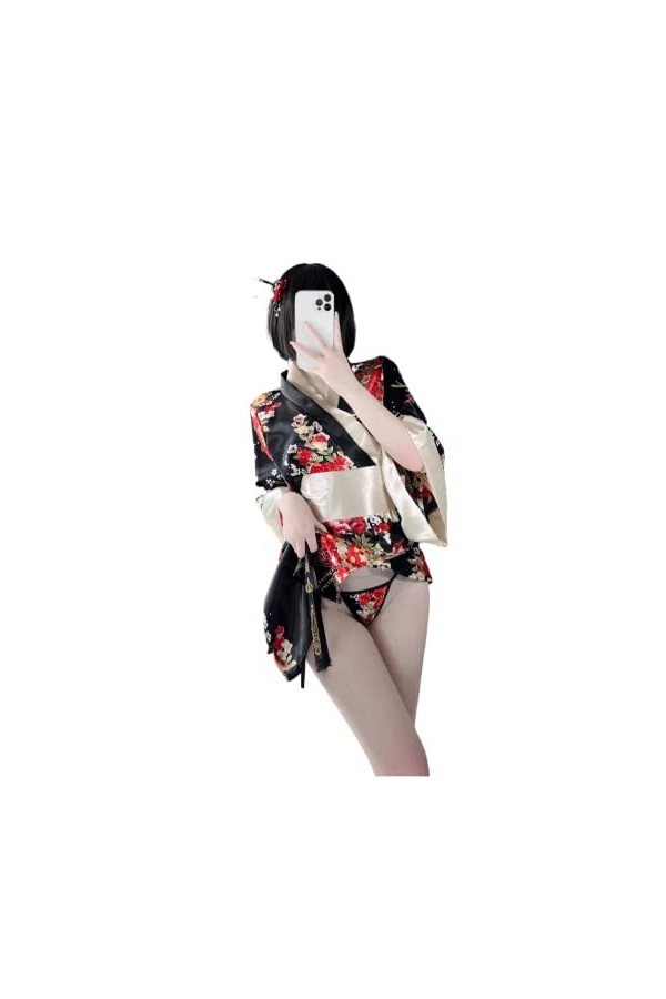 Sexy Japonais Kimono Sakura Robe Sexy Anime Femme Lingerie Lolita Cosplay Costume, 1143 Rose, taille unique