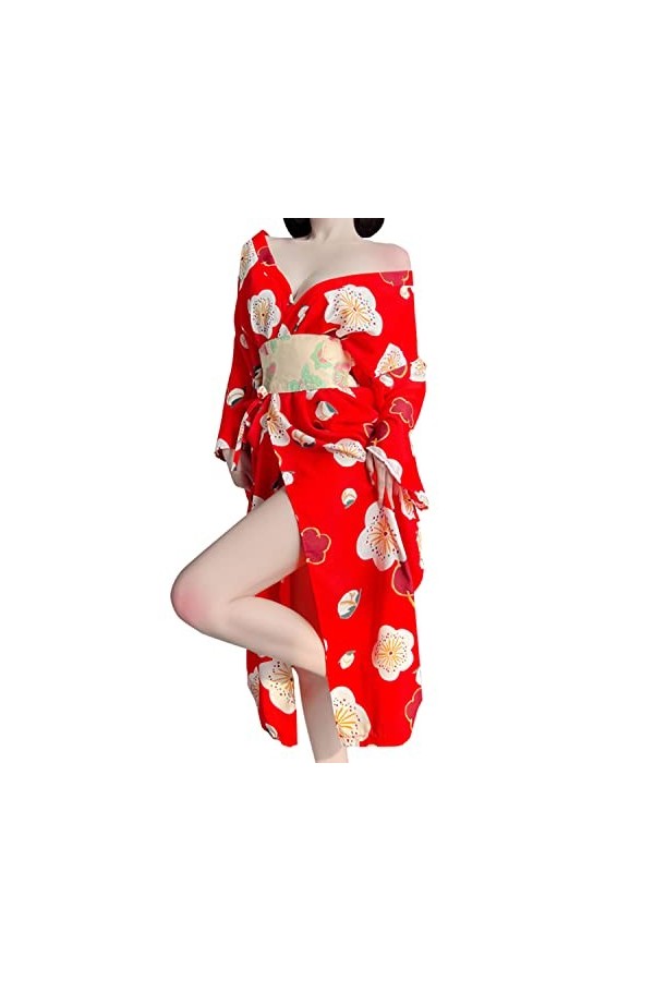 Sexy Japonais Kimono Sakura Robe Sexy Anime Femme Lingerie Lolita Cosplay Costume, 1143 Rose, taille unique