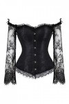 Corset bustier sexy à épaules dénudées et manches en dentelle avec jupe longue en tulle pour fête de mariage