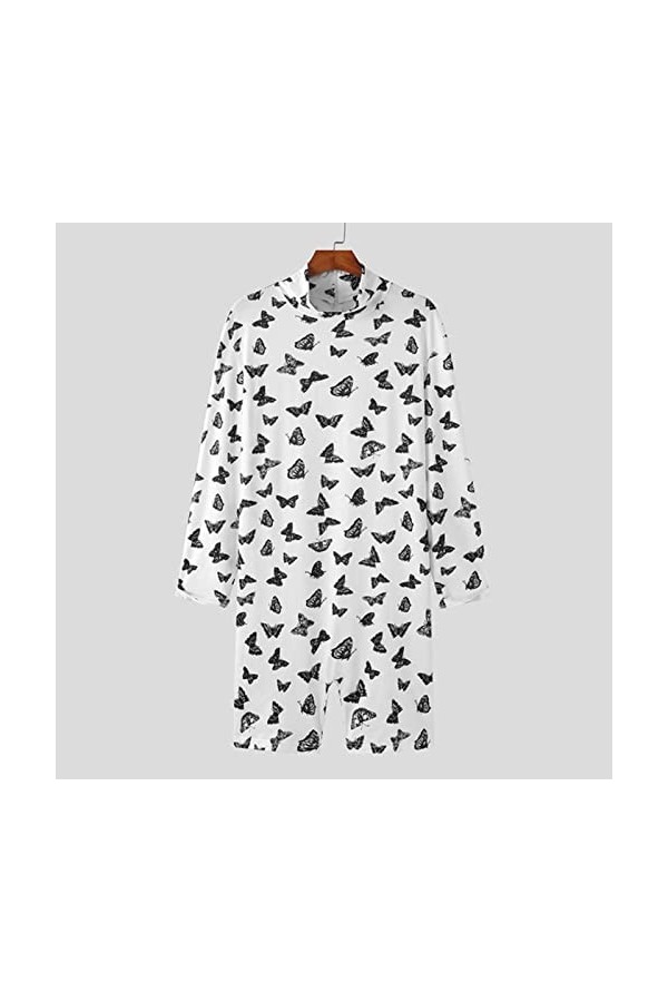 Casual Style Homewear Bodysuits New Men Butterfly Printing Rompers Mode Homme à Manches Longues Jumpsuit S-5XL