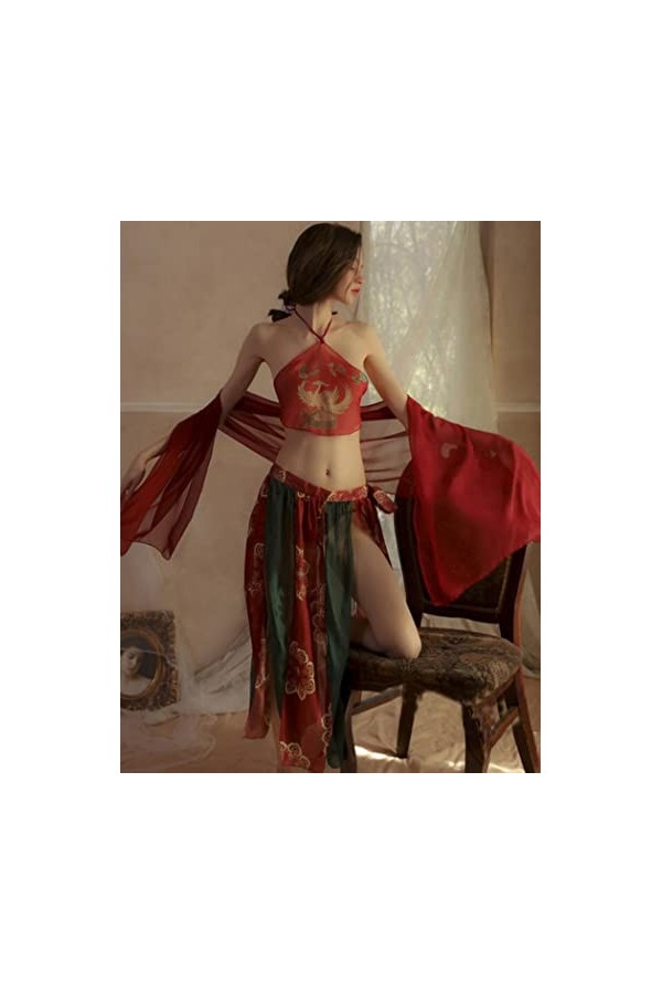 SARGE Robe Traditionnelle Chinoise Femmes Lingerie rétro Hanfu Cosplay Tenue en Mousseline de Soie Chemise de Nuit Robe de so