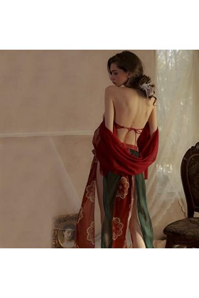 SARGE Robe Traditionnelle Chinoise Femmes Lingerie rétro Hanfu Cosplay Tenue en Mousseline de Soie Chemise de Nuit Robe de so