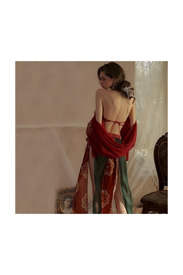 SARGE Robe Traditionnelle Chinoise Femmes Lingerie rétro Hanfu Cosplay Tenue en Mousseline de Soie Chemise de Nuit Robe de so