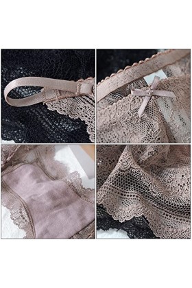 FEOYA Femme Tanga Slips Sexy String Dentelle Florales Ceinture Fine Lingerie Culottes Transparent Confortable Lot de 3 Multic