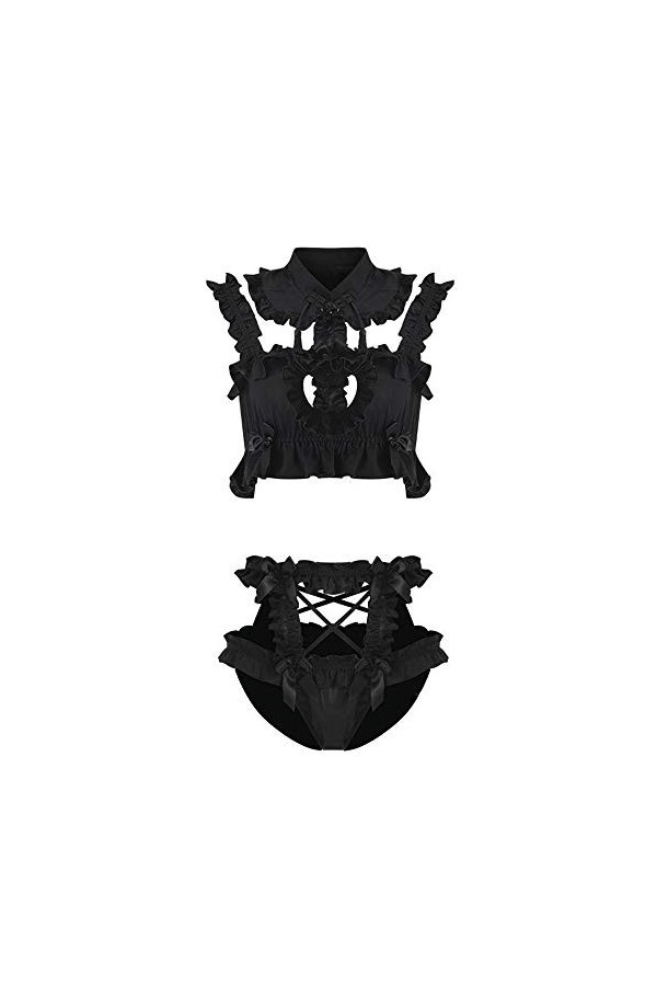 SINMIUANIME Lingerie de mariée sexy anime tenue de soubrette soutien-gorge et culotte ensembles dentelle oversleeve mignon, 7