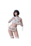 SINMIUANIME Lingerie de mariée sexy anime tenue de soubrette soutien-gorge et culotte ensembles dentelle oversleeve mignon, 7